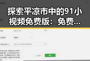 探索平凉市中的91小视频免费版：免费资源与实际体验的对比