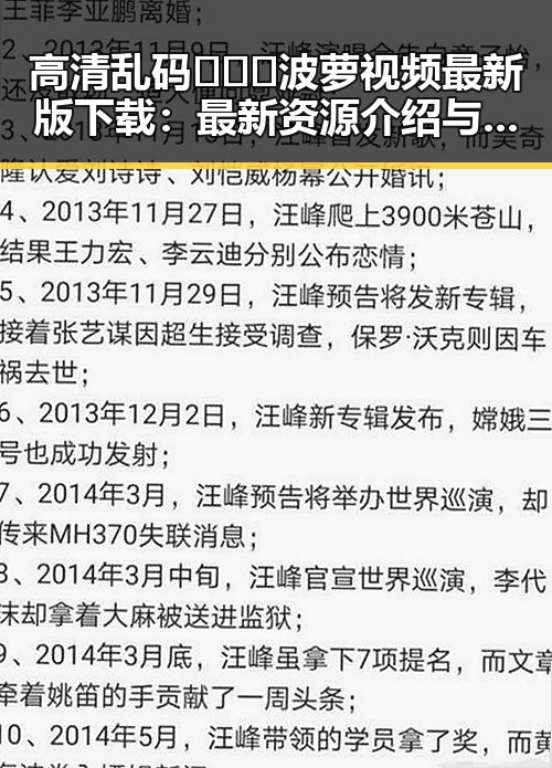 高清乱码🔞❌♋波萝视频最新版下载：最新资源介绍与安全指南