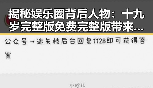 揭秘娱乐圈背后人物：十九岁完整版免费完整版带来的思考