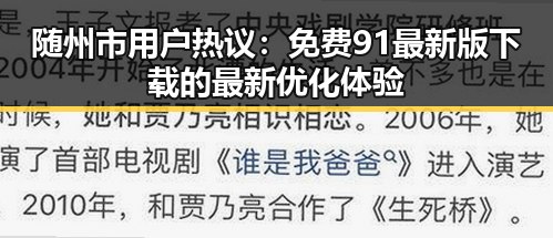 随州市用户热议：免费91最新版下载的最新优化体验
