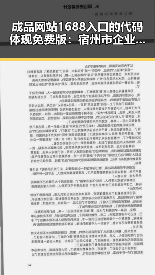 成品网站1688入口的代码体现免费版：宿州市企业的实用选择