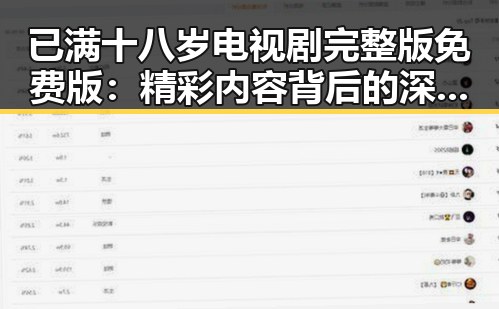 已满十八岁电视剧完整版免费版：精彩内容背后的深度解读