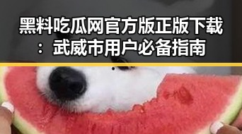黑料吃瓜网官方版正版下载：武威市用户必备指南