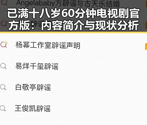 已满十八岁60分钟电视剧官方版:内容简介与现状分析
