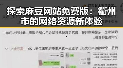 探索麻豆网站免费版：衢州市的网络资源新体验